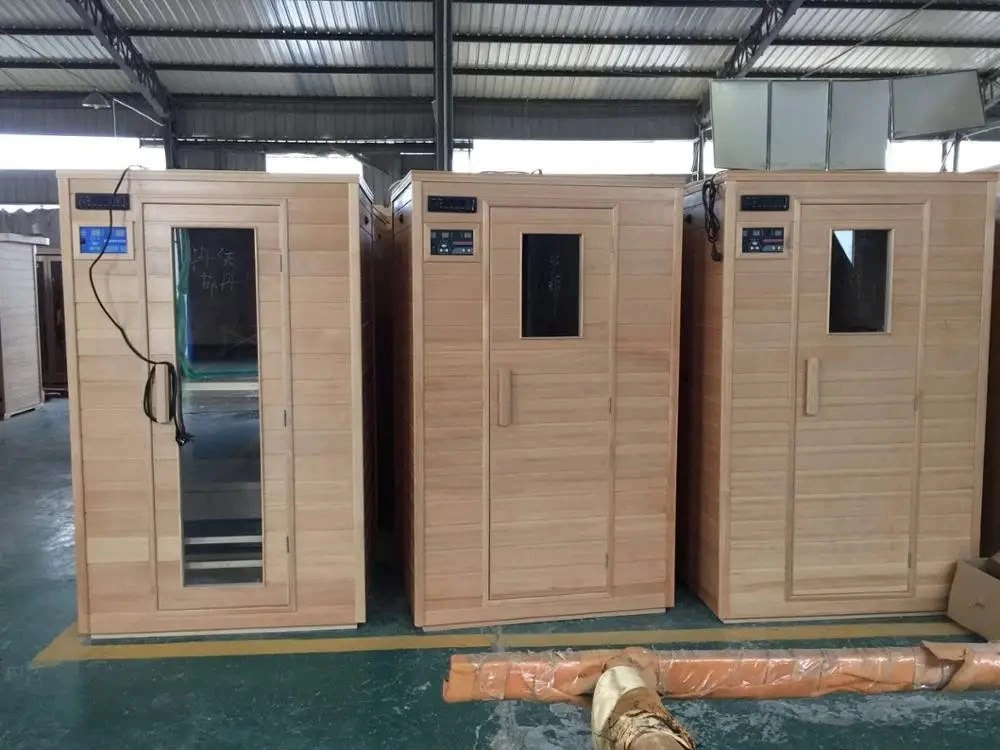 2-Person Carbon FAR Infrared Infrared Hemlock Wooden Indoor Home Sauna Room with LED Touch Control Panel studio view 2
